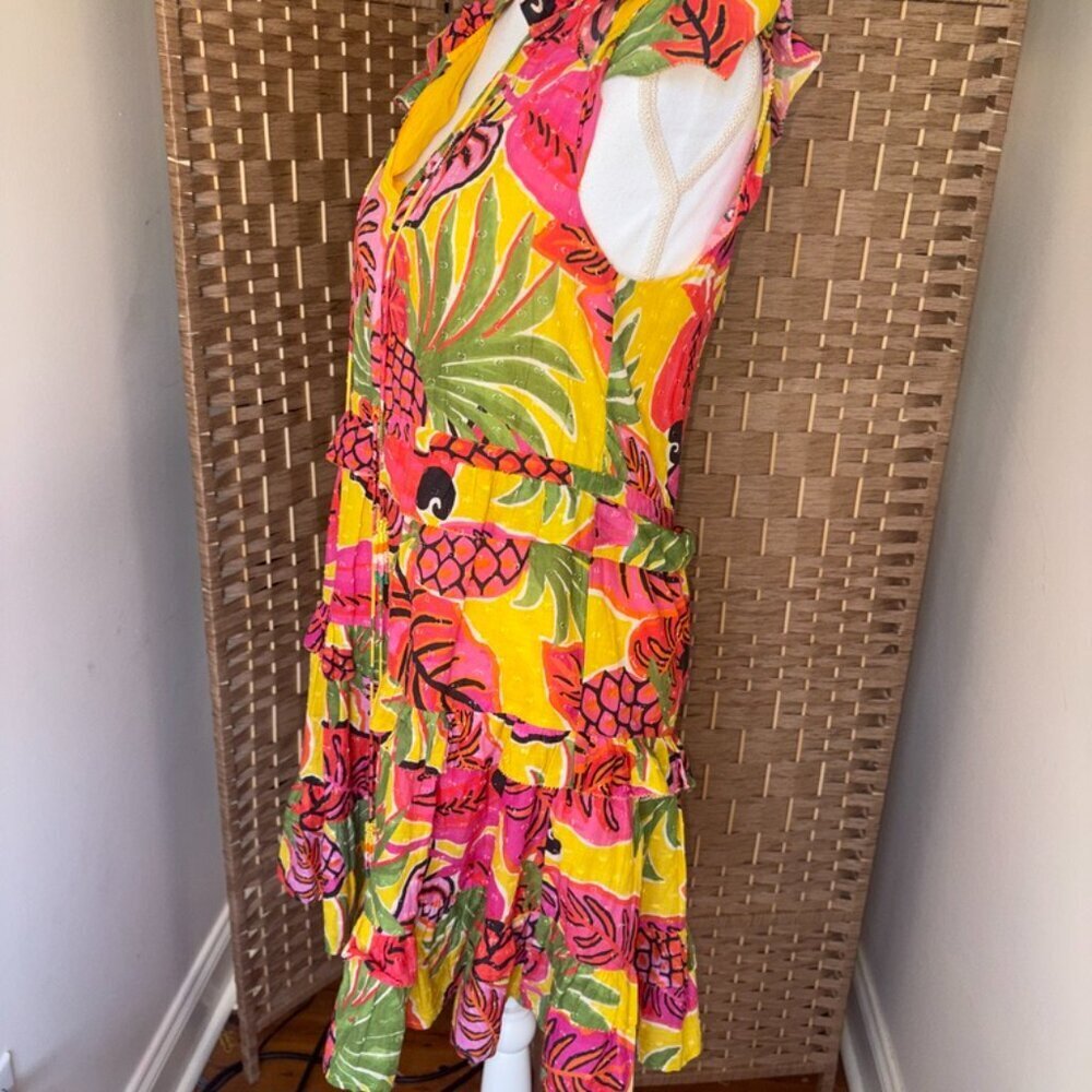 FARM Rio Fruit Dream Ruffle Mini Dress Tiered Tassel Beaded Tropical XS - Picture 5 of 14